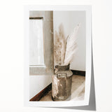 Rustic Farmhouse Wall Art: Antique Milk Can with Pampas Grass Décor