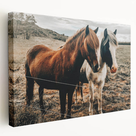 Two Horses Farmhouse Wall Art – Rustic Country Charm for Home Decor