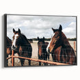 Horses at the Fence Farmhouse Wall Art – Rustic Country Style Print