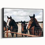 Horses at the Fence Farmhouse Wall Art – Rustic Country Style Print