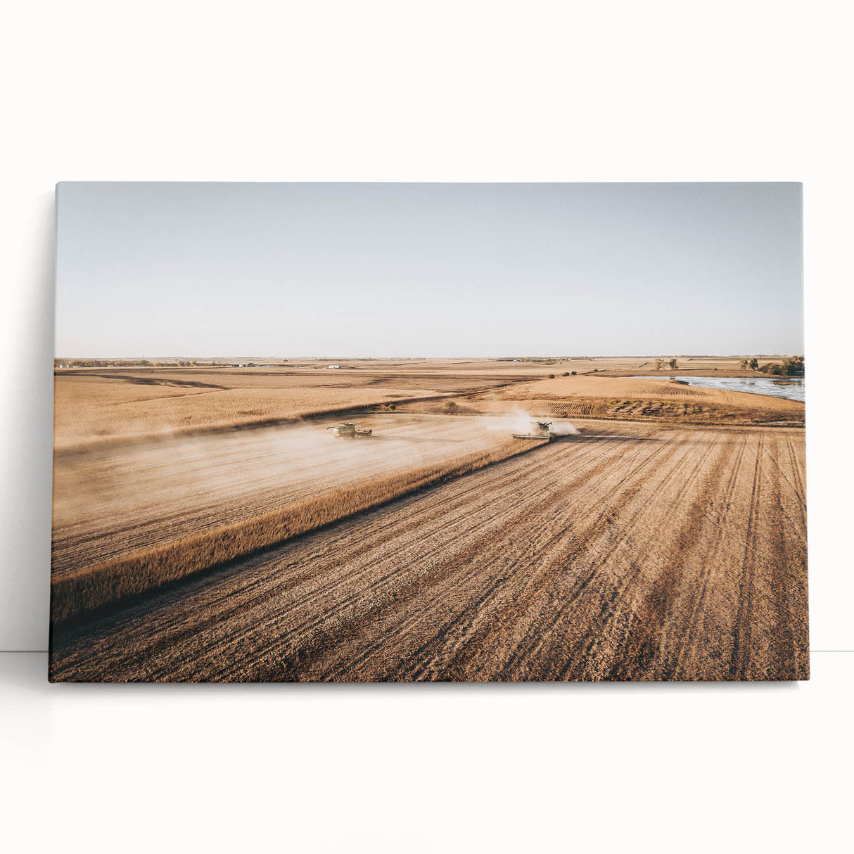 Farmhouse Wall Art: Aerial Harvesting Scene - Rustic Country Decor Print