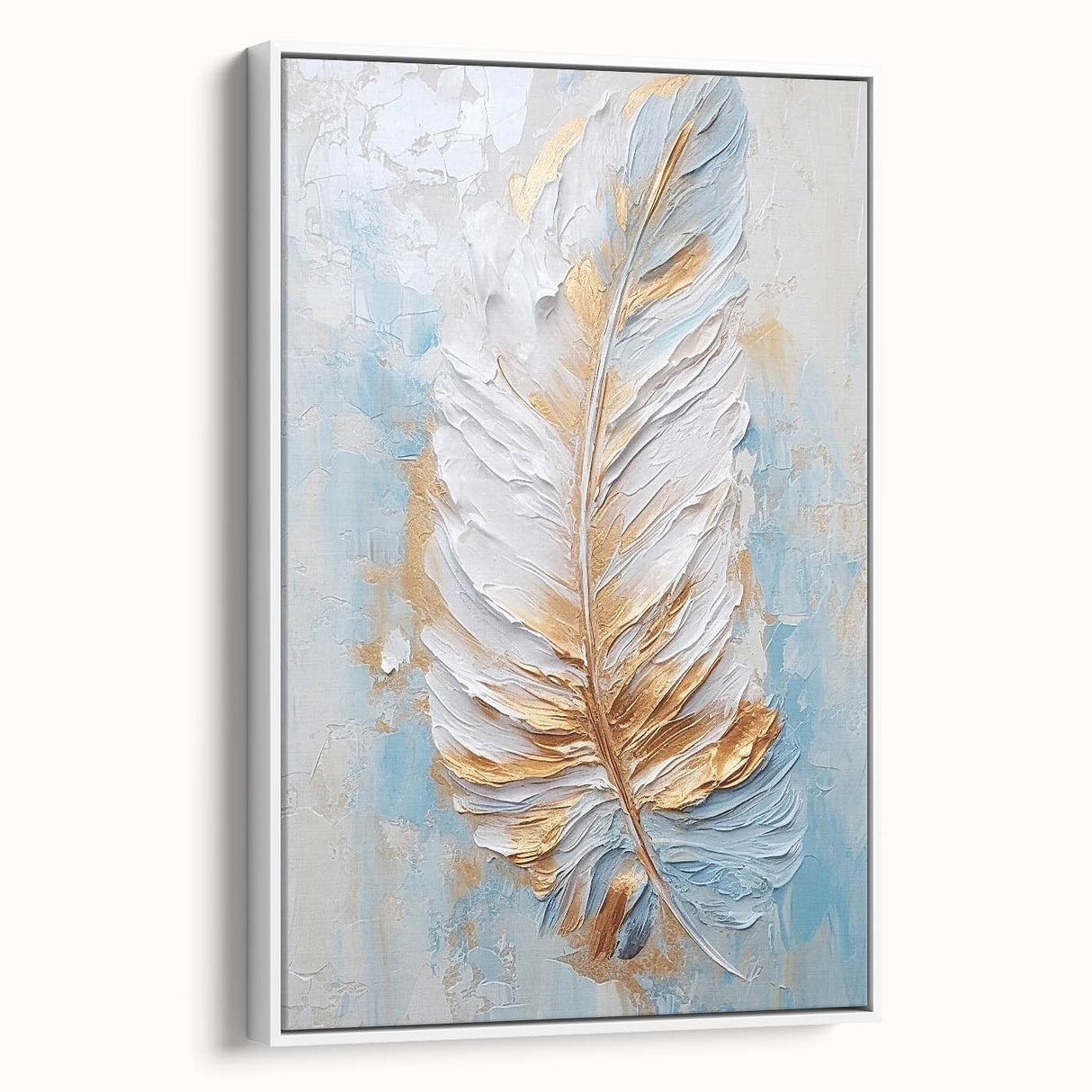 Golden Feather Glam Wall Art - Luxury Metallic and Chic Home Decor Piece