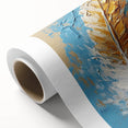 Elegant Blue and Gold Feather Art - Glam Wall Art for Luxury Interiors