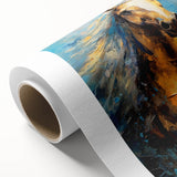 Golden Horse Glam Wall Art - Luxury Blue and Gold Decor for Chic Homes