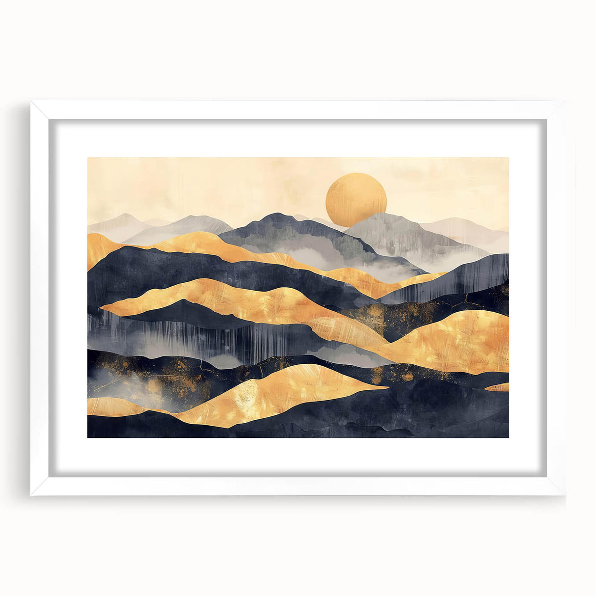 Glamorous Golden Mountain Wall Art – Luxury Modern Landscape Decor