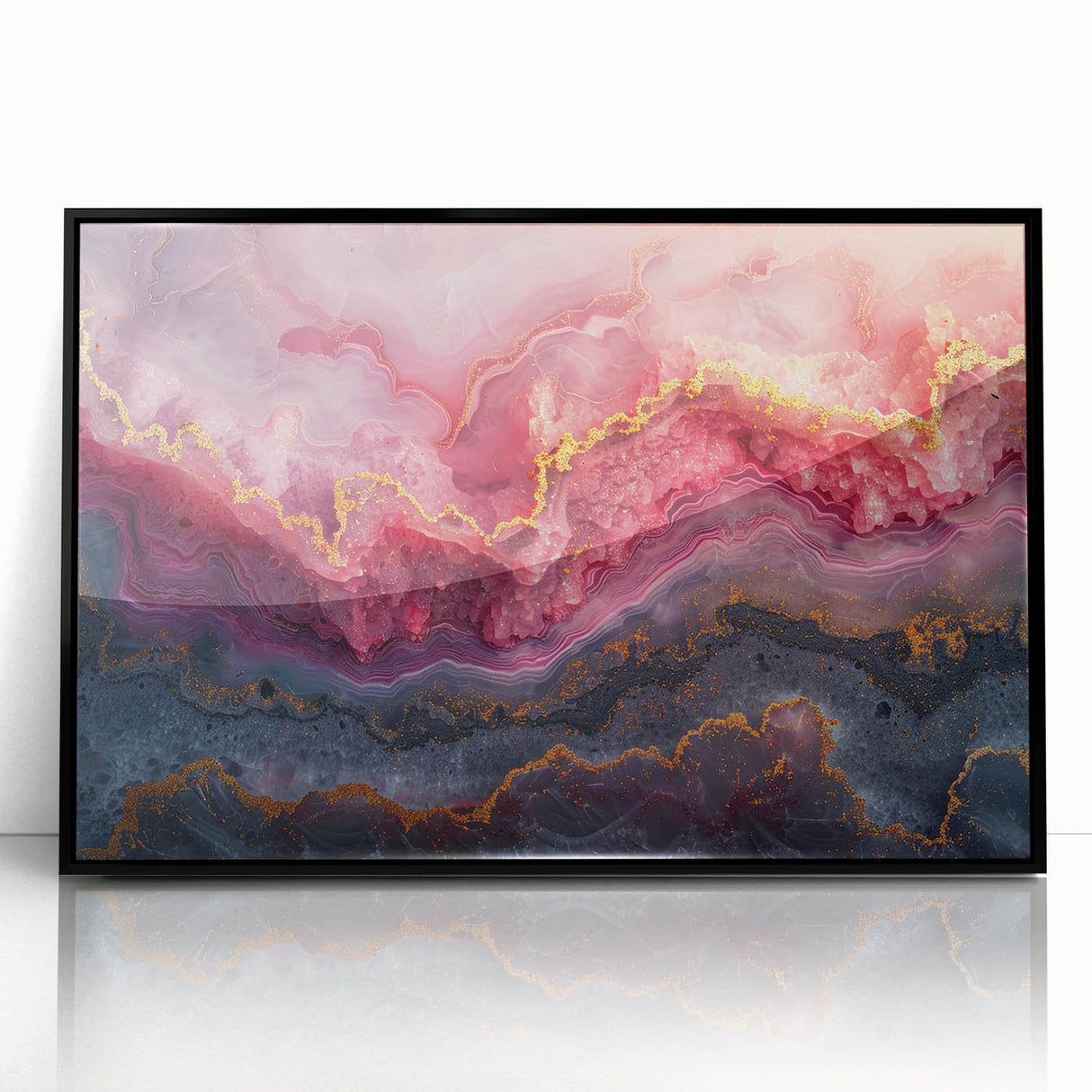 Glamorous Pink and Gold Abstract Wall Art – Luxury Modern Decor