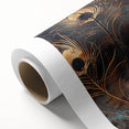 Glamorous Peacock Feather Wall Art – Luxury Black and Gold Decor