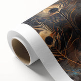 Glamorous Peacock Feather Wall Art – Luxury Black and Gold Decor