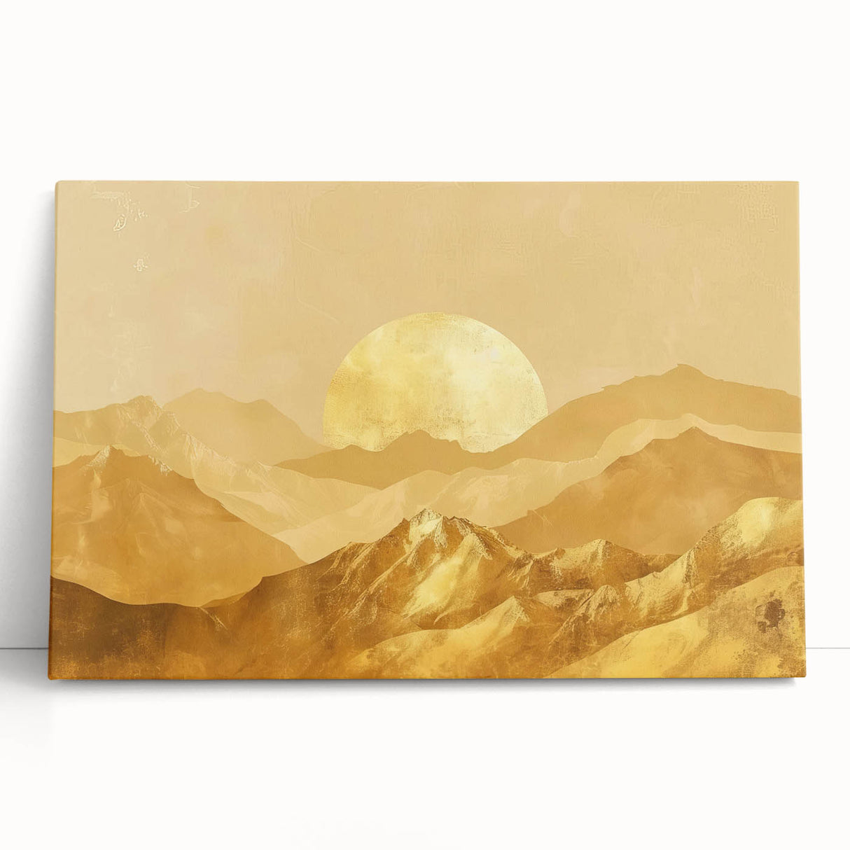 Glamorous Golden Mountain Wall Art – Luxury Modern Landscape Decor