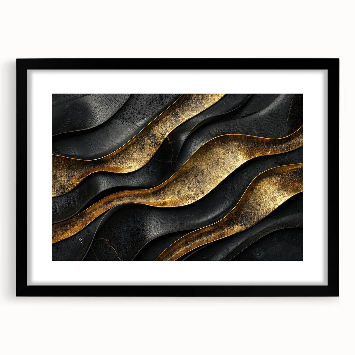 Glamorous Black and Gold Abstract Wall Art – Luxury Modern Decor