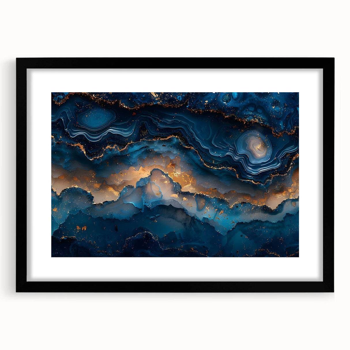 Glamorous Blue and Gold Abstract Wall Art – Luxury Modern Decor