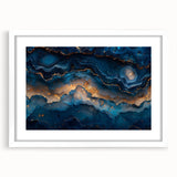 Glamorous Blue and Gold Abstract Wall Art – Luxury Modern Decor