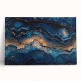 Glamorous Blue and Gold Abstract Wall Art – Luxury Modern Decor