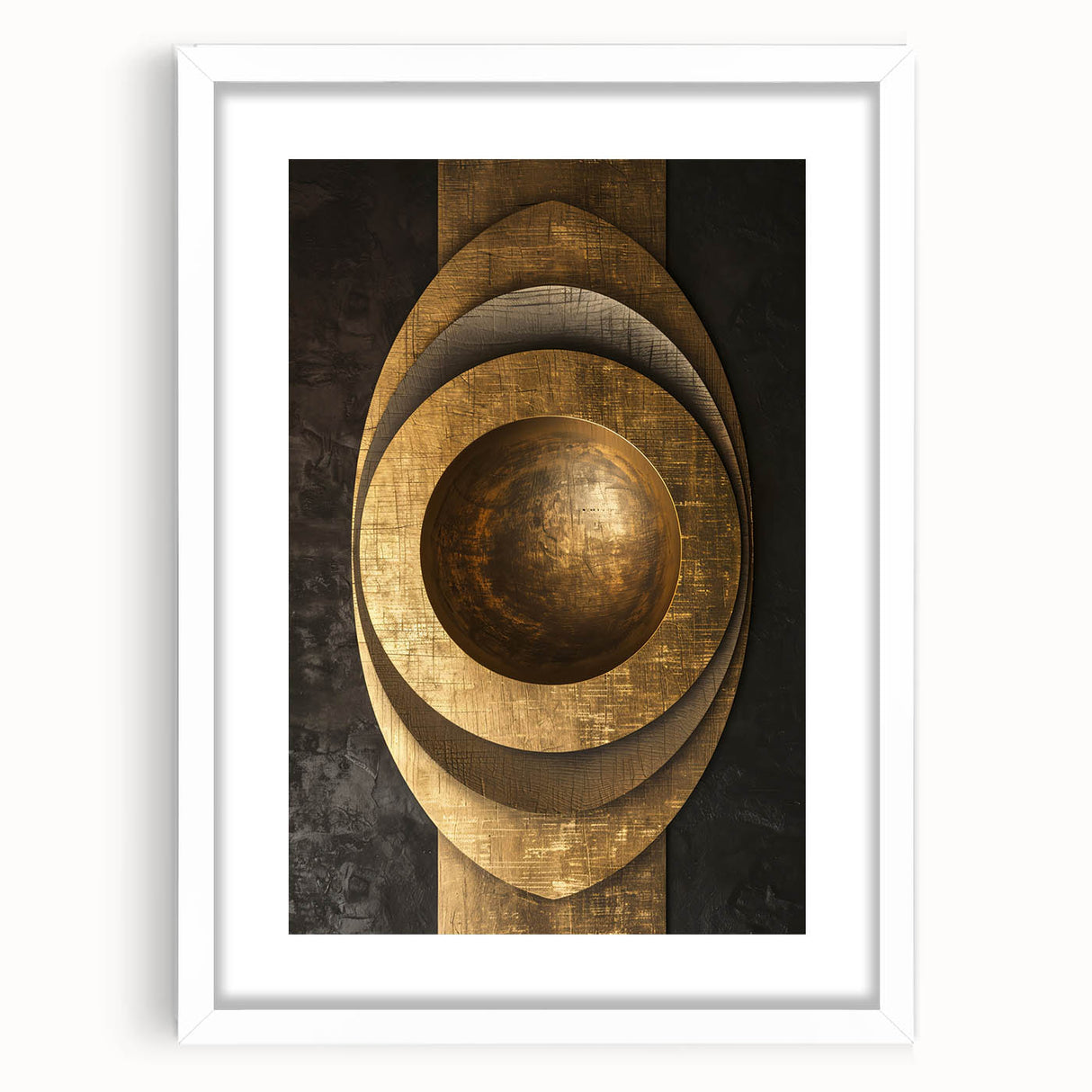 Bold Bronze Geometric Wall Art – Modern Glam Metallic Statement Piece