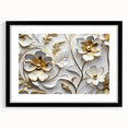 Glamorous White and Gold Floral Wall Art – Luxury Modern Decor
