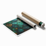 Glamorous Green and Gold Abstract Leaf Wall Art – Luxury Modern Decor