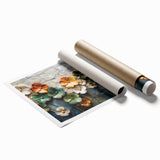 Glamorous Floral Wall Art in Green, Gold, and Earth Tones – Modern Decor