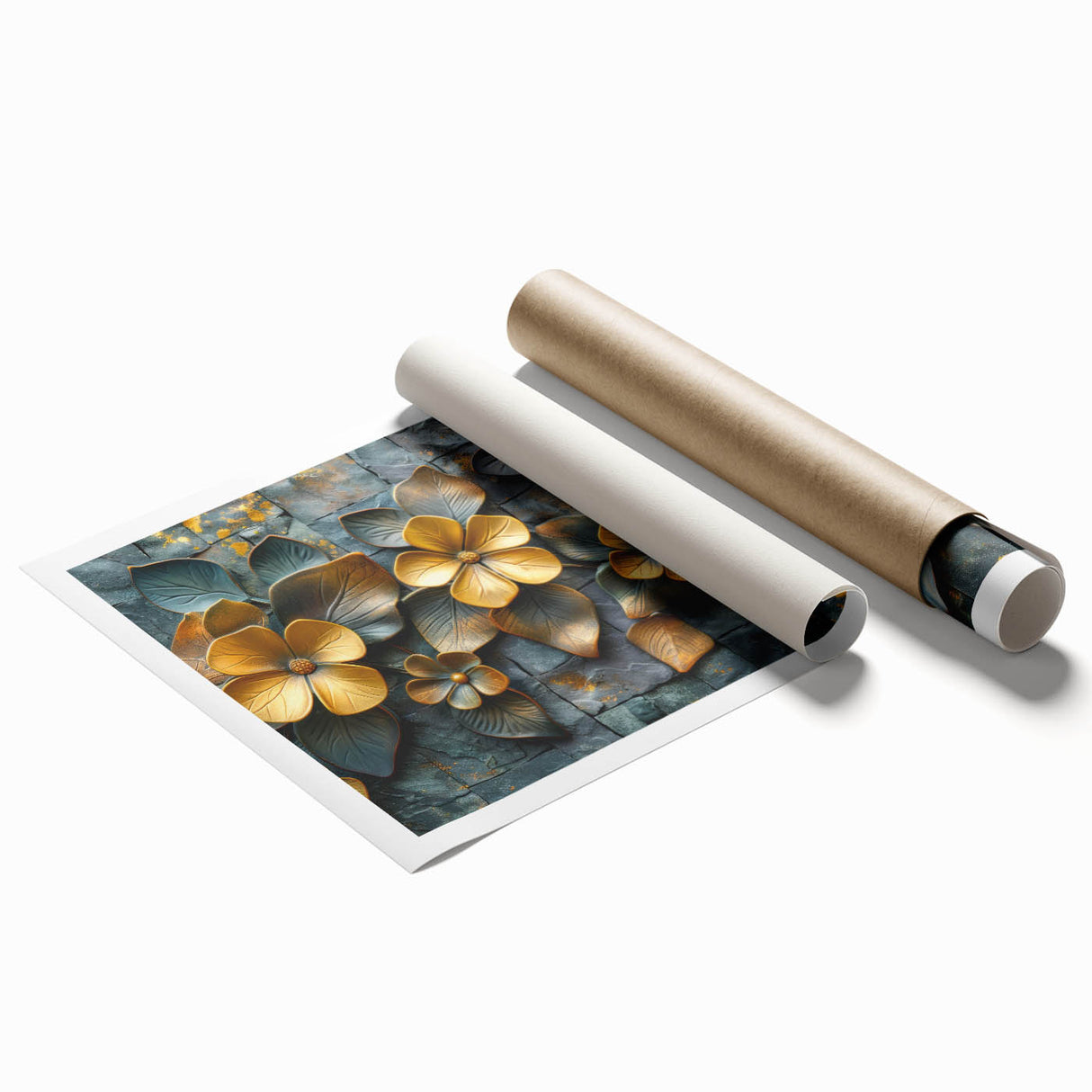 Glamorous Gold and Green Floral Wall Art – Luxury Nature-Inspired Decor