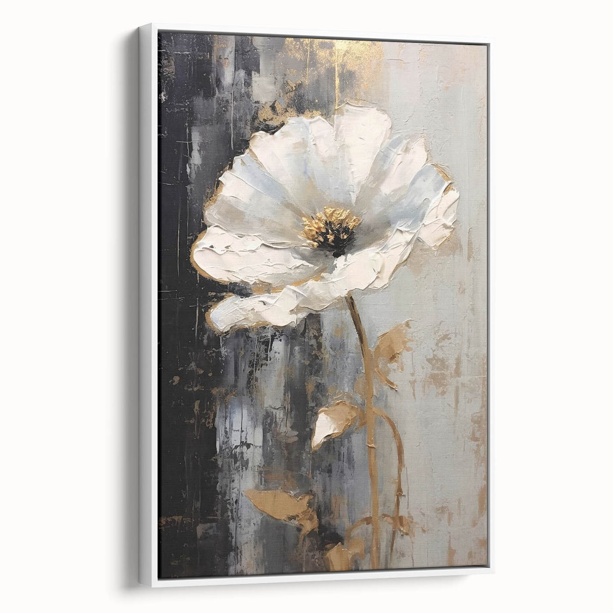Elegant Floral Glam Wall Art - Chic Black and Gold Decor for Interiors
