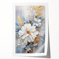 Luxurious Floral Glam Wall Art - Chic White and Gold Decor for Homes