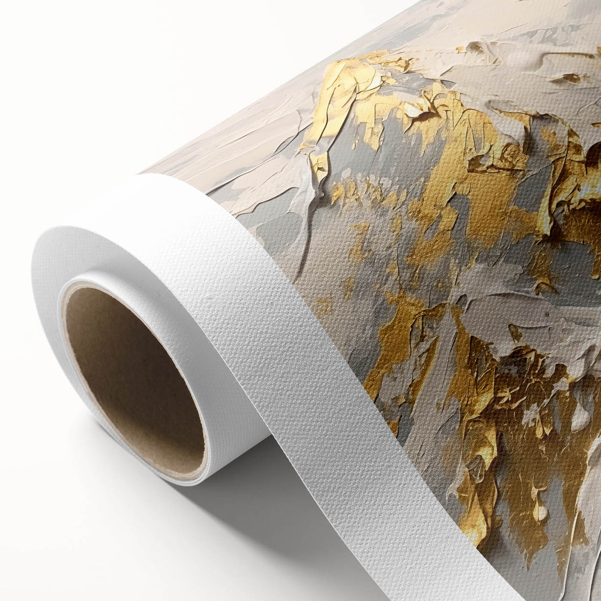 Golden Mountain Glam Wall Art - Elegant White and Gold Home Decor