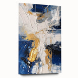Abstract Gold and Navy Blue Modern Textured Canvas Wall Art