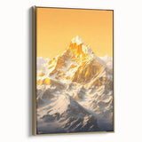 Golden Radiance Mountain Canvas Art – Snow-Capped Peak in Glowing Sunset
