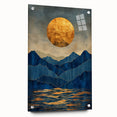 Golden Horizon – Abstract Mountain and Sun Art with Luxe Gold Leaf