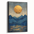 Golden Horizon – Abstract Mountain and Sun Art with Luxe Gold Leaf