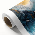 Icy Peaks – Majestic Mountain Waterfall Art with Luxe Gold Details