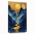 Golden Sun Glam Wall Art - Luxury Waterfall and Chic Decor