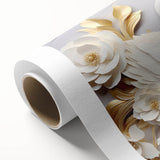 Glam Wall Art - Elegant Swans and Golden Florals on White Background