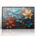 Glam Wall Art - Vibrant 3D Florals in Blue, Gold, and Red Tones
