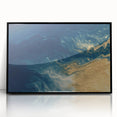 Glam Wall Art - Abstract Gold and Deep Blue Flowing Wave Design