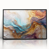 Glam Wall Art - Multicolor Abstract Fluid Design with Gold Accents