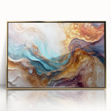 Glam Wall Art - Multicolor Abstract Fluid Design with Gold Accents