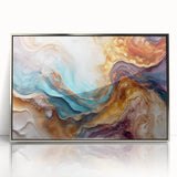 Glam Wall Art - Multicolor Abstract Fluid Design with Gold Accents