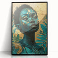 Teal and Gold Bold Portrait Art - Glam Luxe Wall Décor