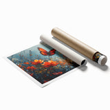 Bold Butterfly & Poppies Wall Art - Nature-Inspired Glam Design