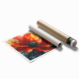 Bold Red Floral Abstract Art - Vibrant Glam Wall Art Collection