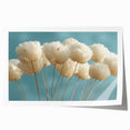 Delicate White Blossoms - Soft Floral Wall Art in Light Blue and White