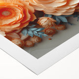 Glam Wall Art – Luxurious Floral 3D Design with Peach and Blue Accents