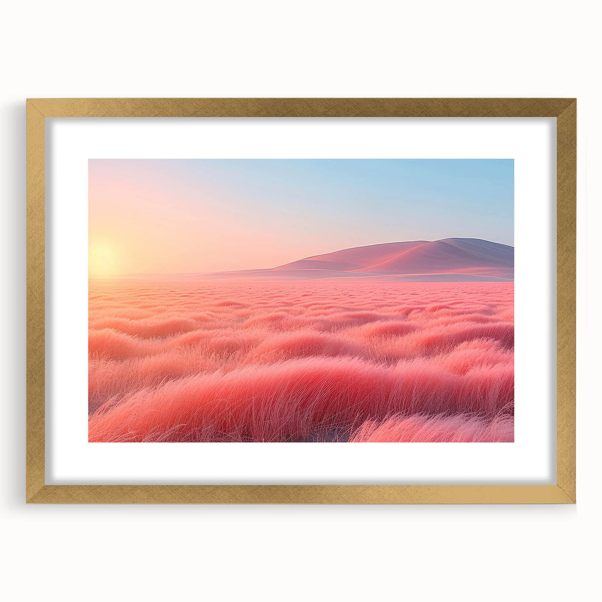 Glamorous Pink Desert Landscape Wall Art – Chic Modern Luxury Decor