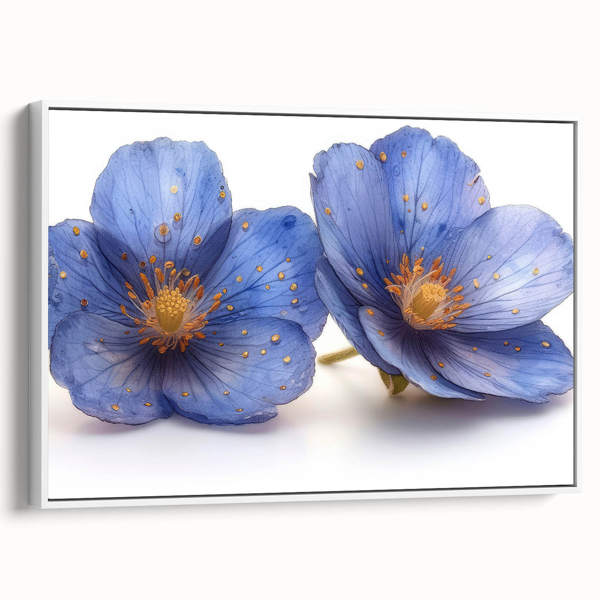 Glamorous Blue Floral Wall Art – Chic Luxury Botanical Decor