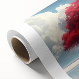 Glamorous Red Tree Wall Art – Luxury Modern Nature-Inspired Decor
