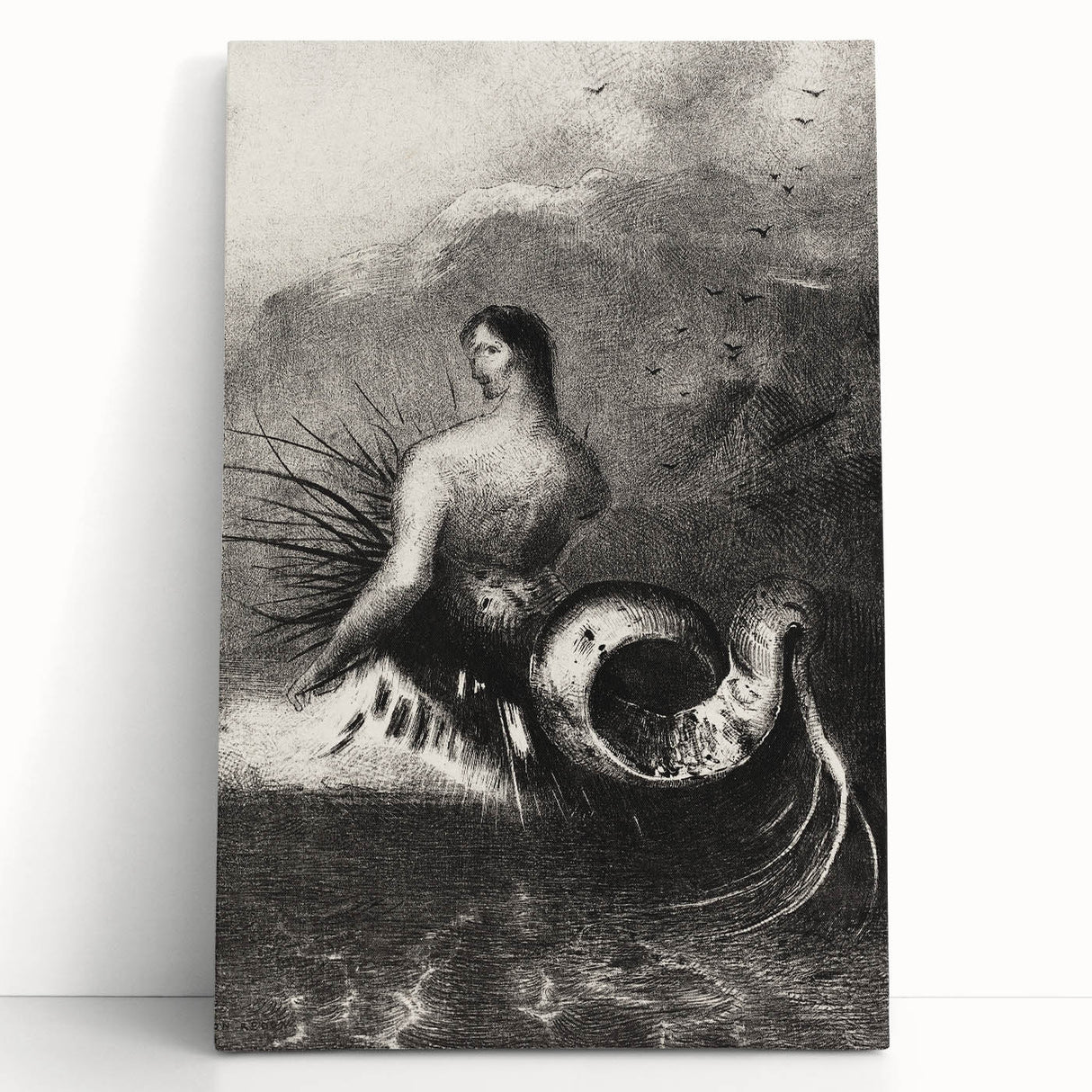 Gothic Wall Art | Serpent Creature Illustration | Dark Decor Style