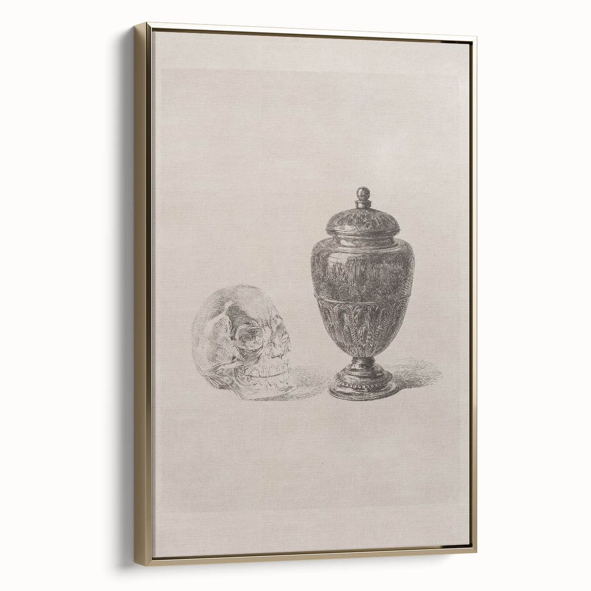 Gothic Wall Art | Skull and Urn Illustration | Dark Decor Style