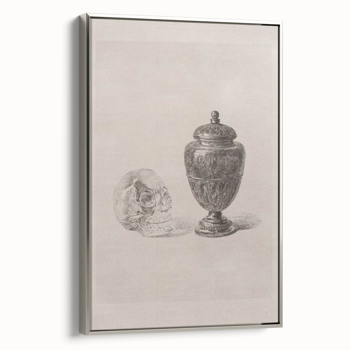Gothic Wall Art | Skull and Urn Illustration | Dark Decor Style
