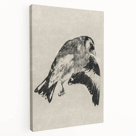Gothic Bird Illustration – Dark and Elegant Gothic Wall Art Canvas Print