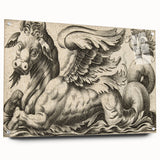 Medieval Gothic Canvas - Vintage Mythical Beast Illustration Wall Art